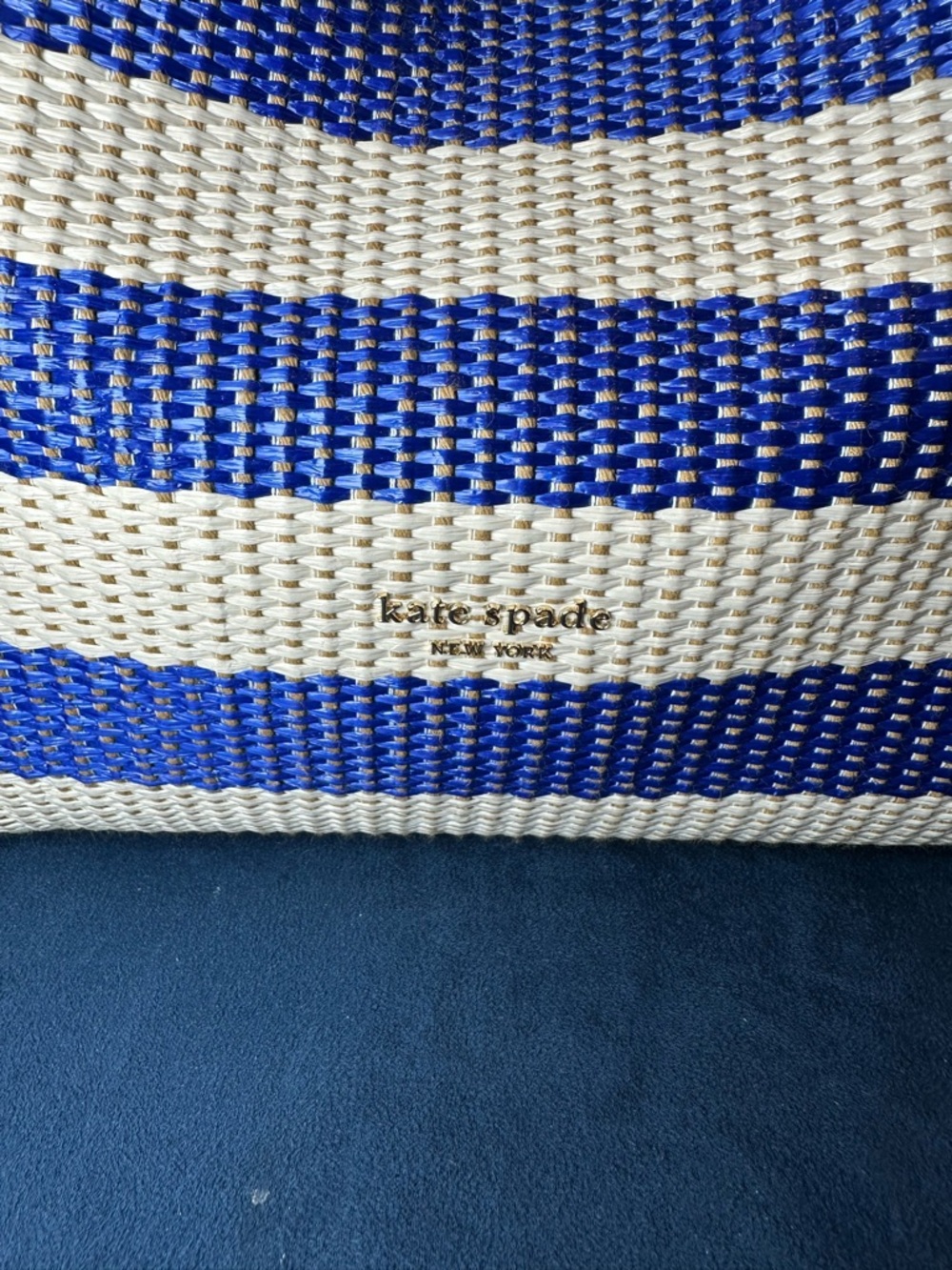 kate spade Blue and White Striped Woven Shoulder Bag - Picture 4 of 11